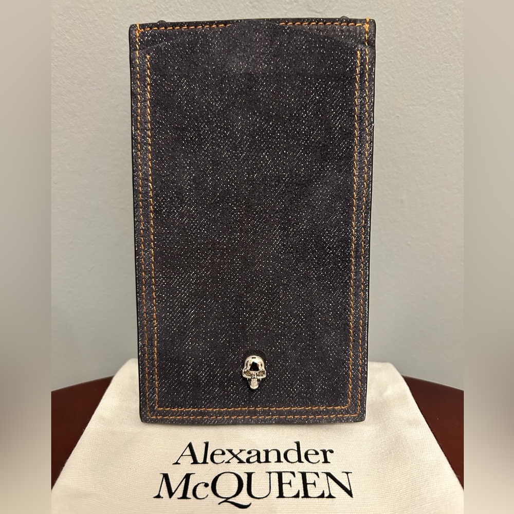 ALEXANDER McQUEEN Denim Skull Phone Case with Chain